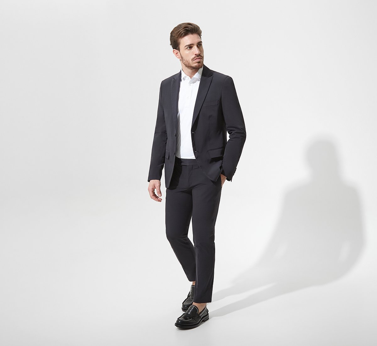 Black regular fit trousers