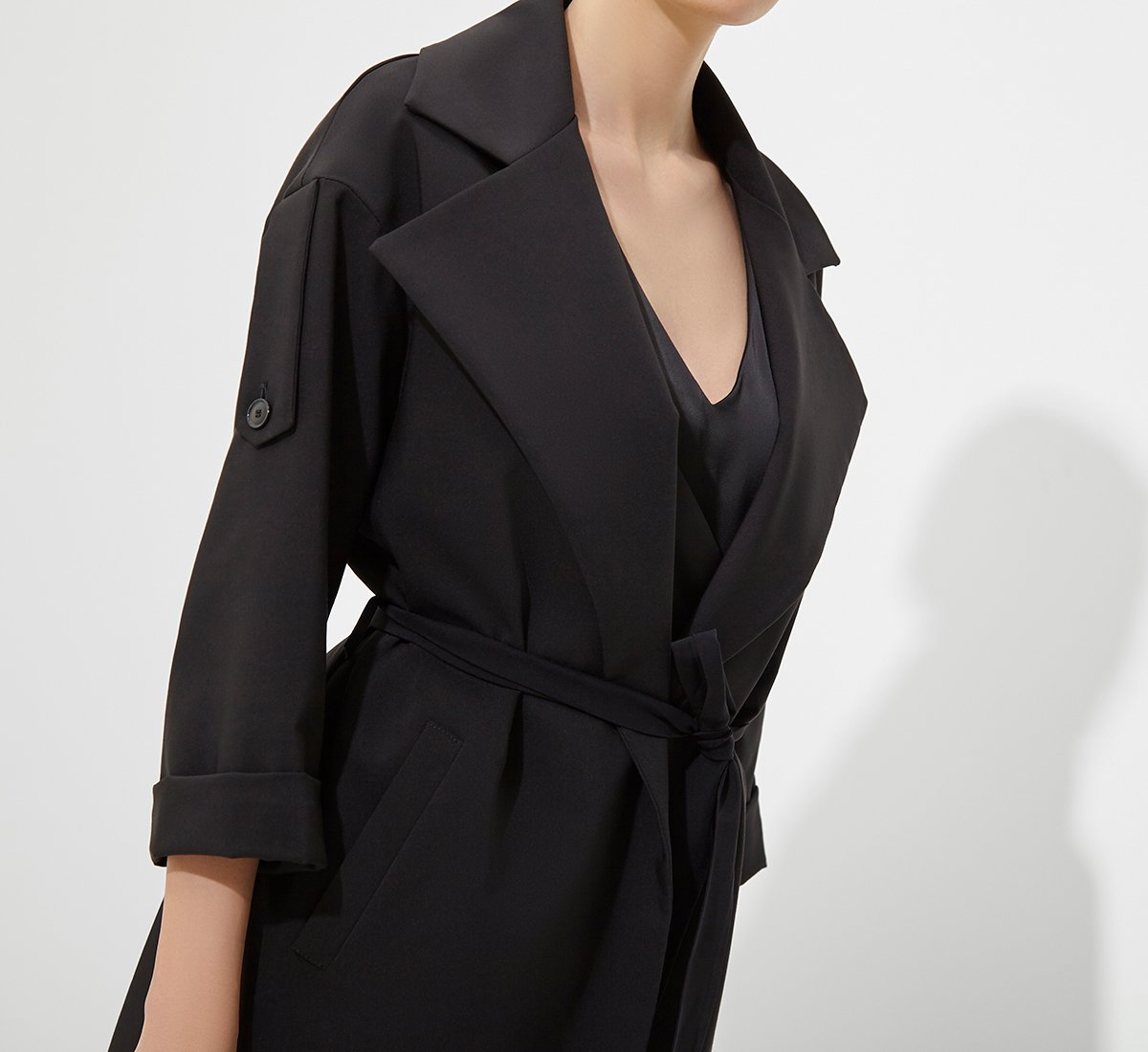 Black cotton trench coat