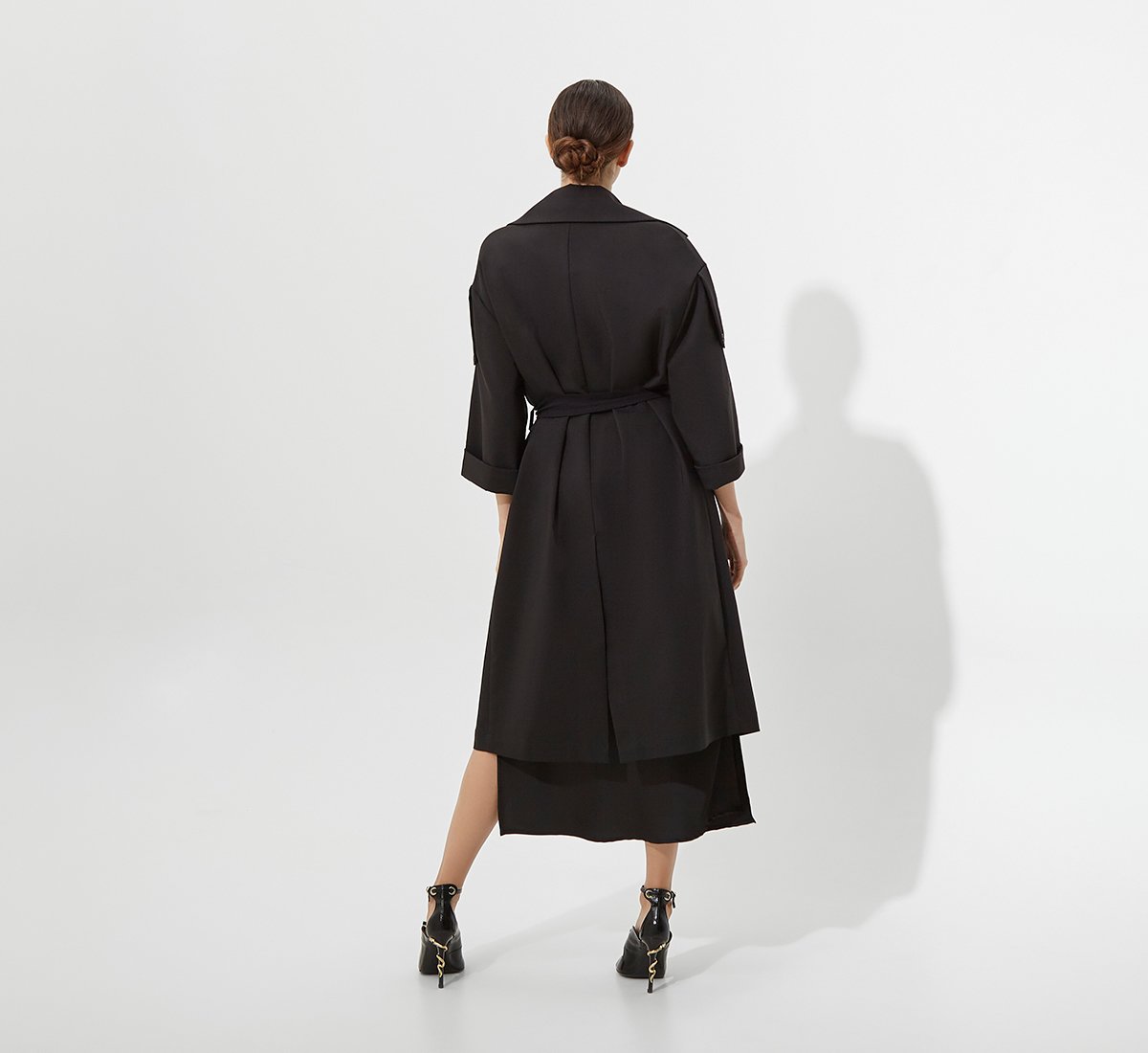 Black cotton trench coat