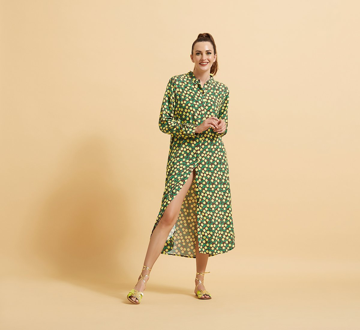 Patterned shirt dress