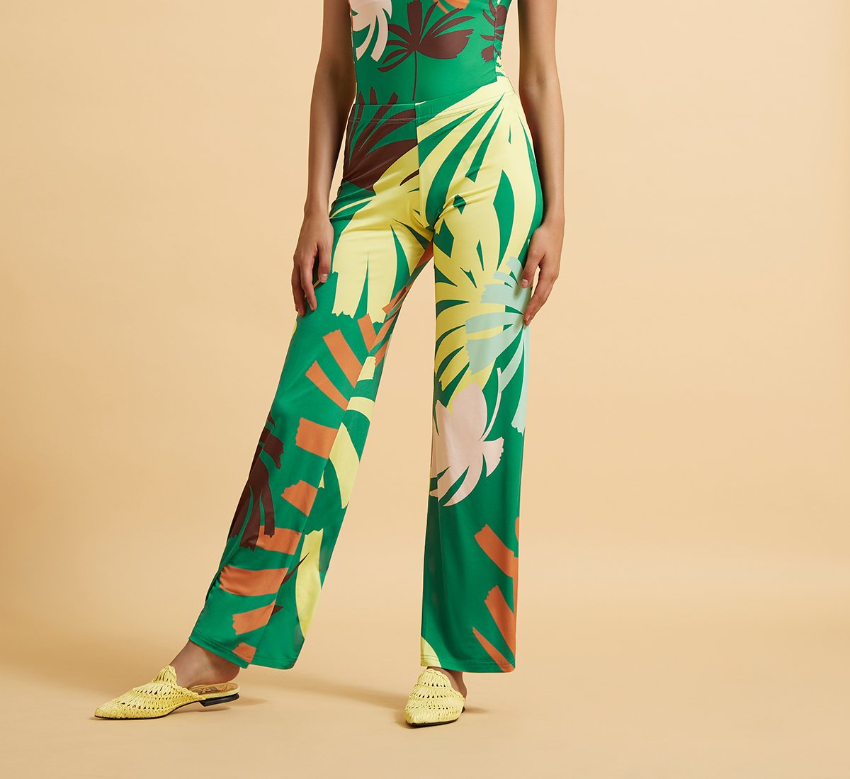 Pantaloni con Stampa Tropicale