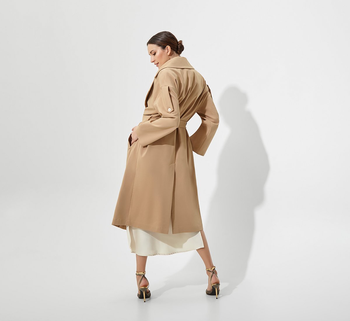 Beige cotton trench coat