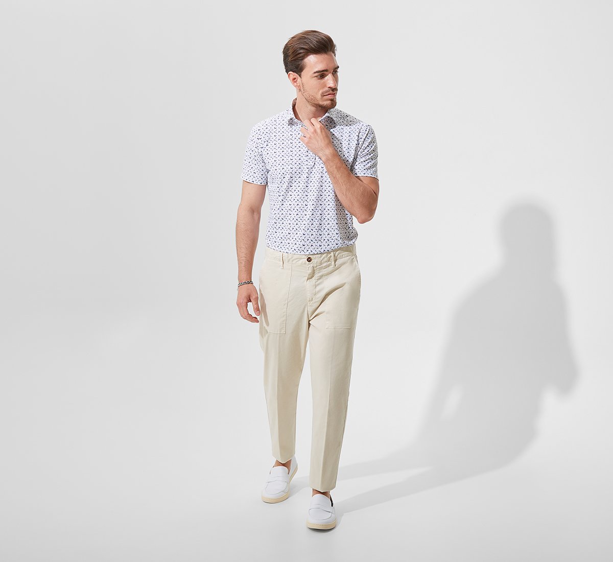 Beige Chino Pants with Front Pockets