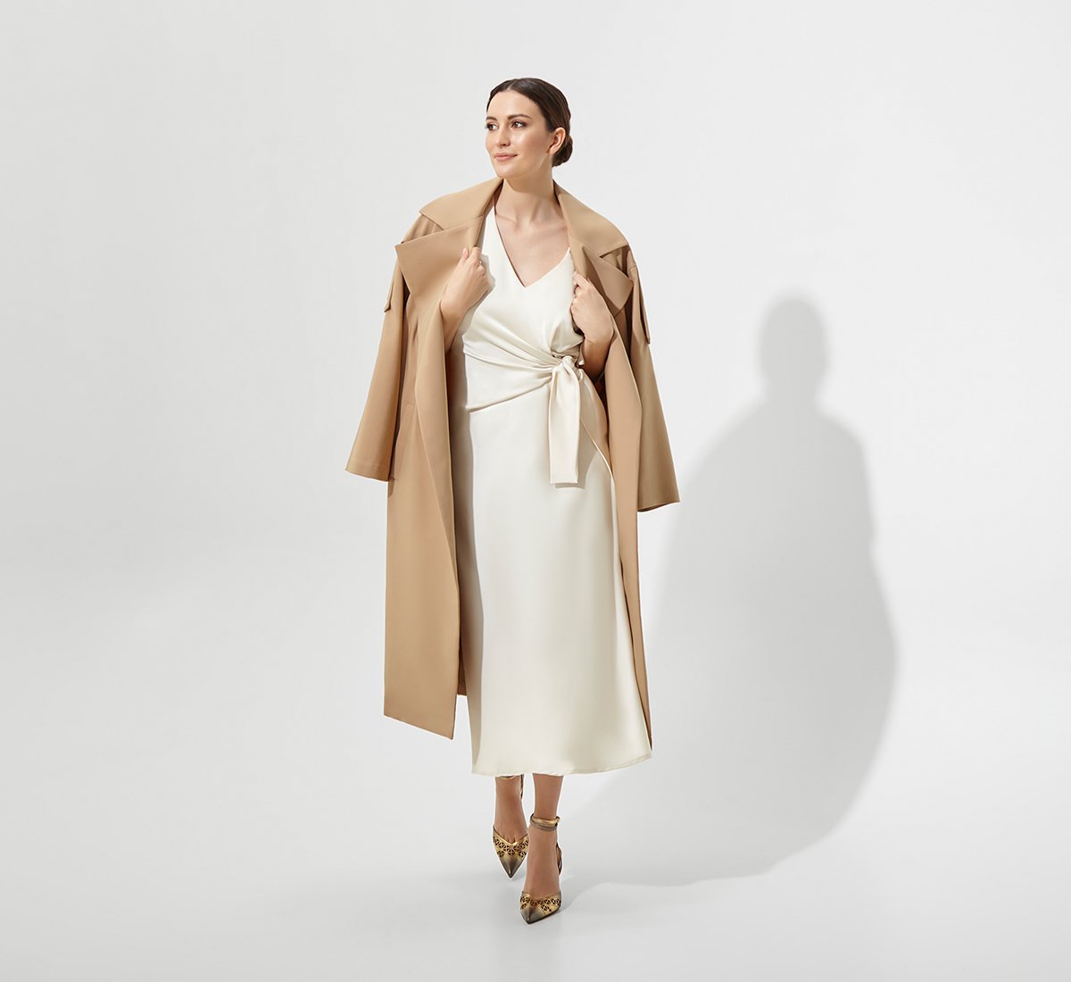 Beige cotton trench coat