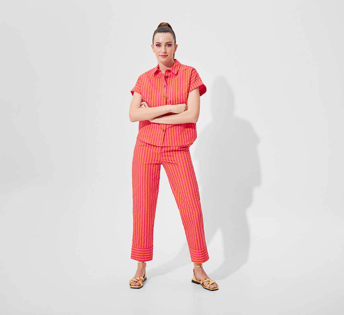 Regular-fit striped trousers