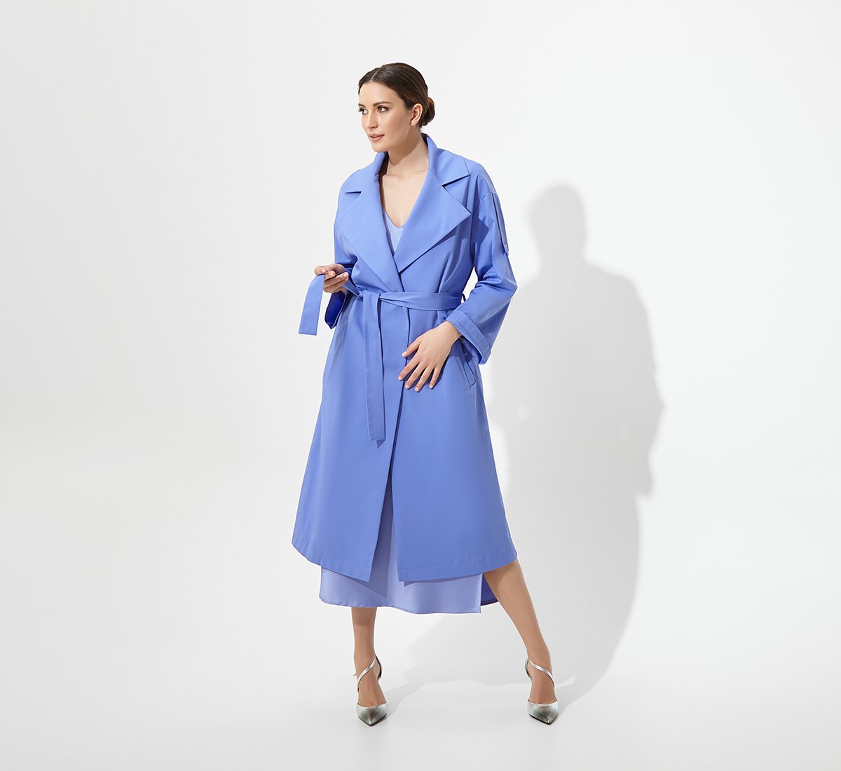 Trench azzurro in cotone