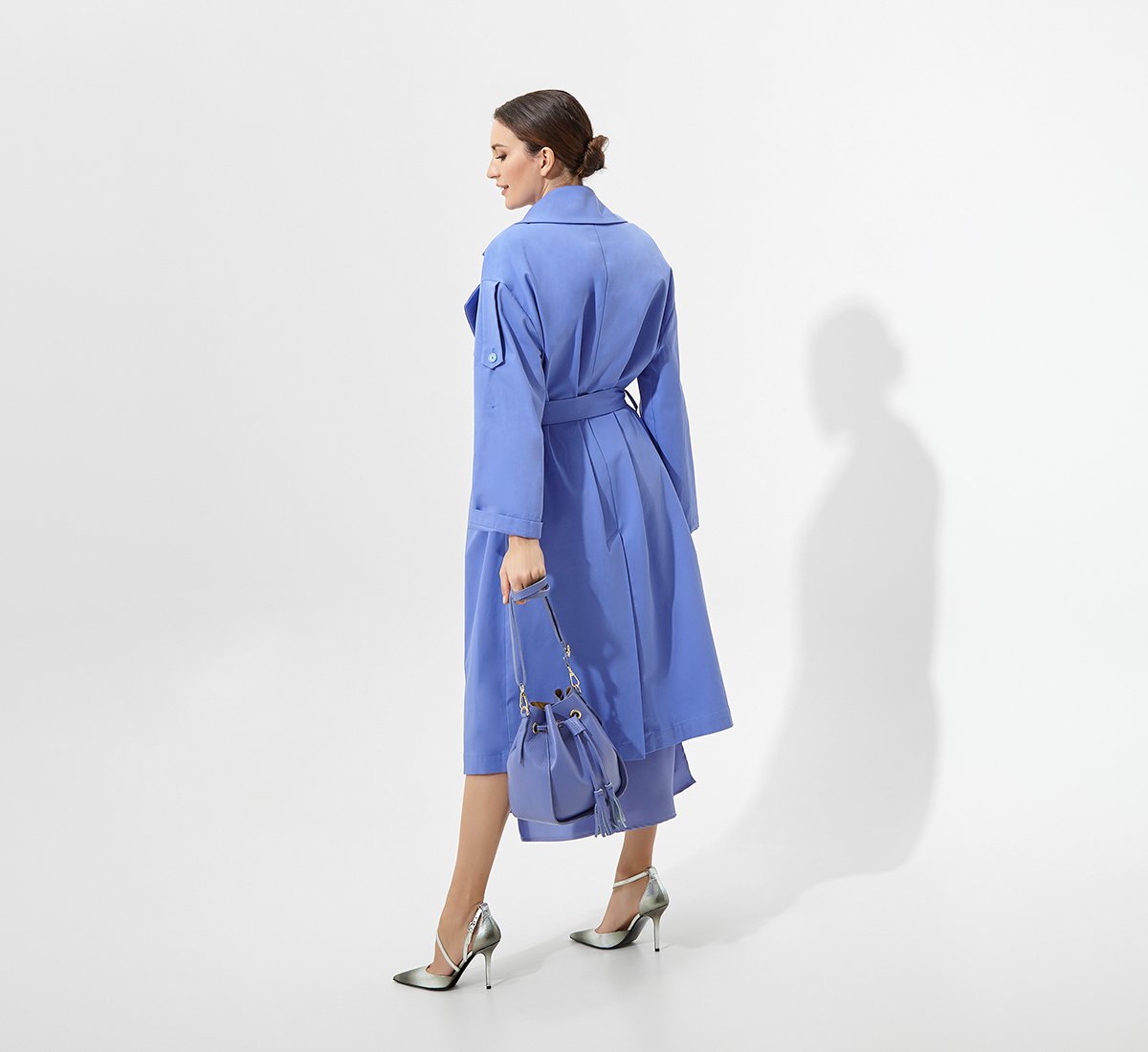 Trench azzurro in cotone