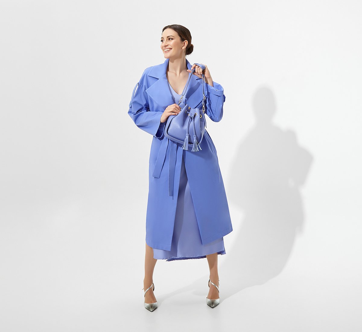 Trench azzurro in cotone